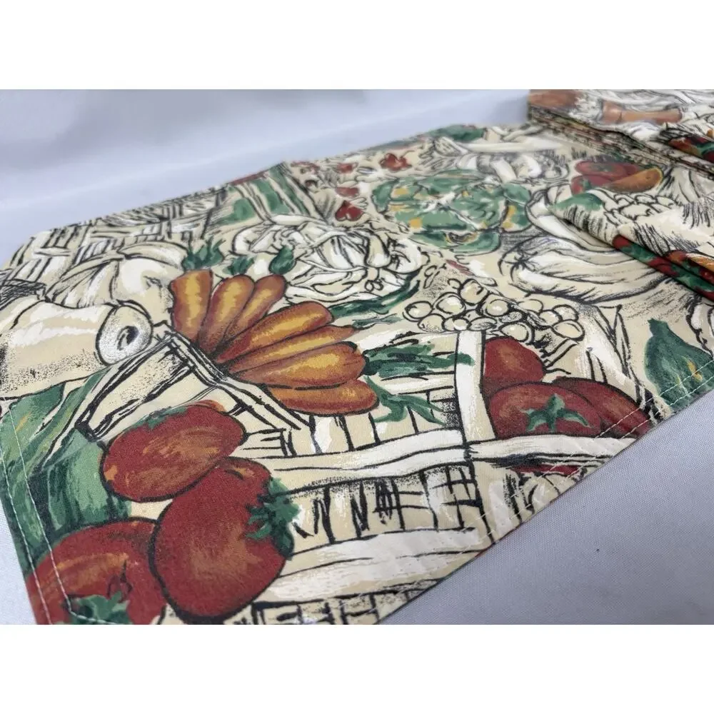 6 Vintage Garden Theme Cotton Placemats With Matching Napkins
